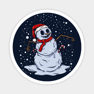 Creepy Christmas Snowman Illustration Magnet